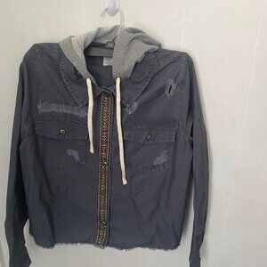 Hippie Rose Womens Jacket  Embroidered Distressed New Blue in Sizes - M, S